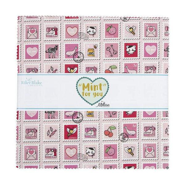 SALE Mint for You Layer Cake 10" Stacker Bundle - Riley Blake Designs - 42 piece Precut Pre cut - Valentine's Day - Quilting Cotton Fabric