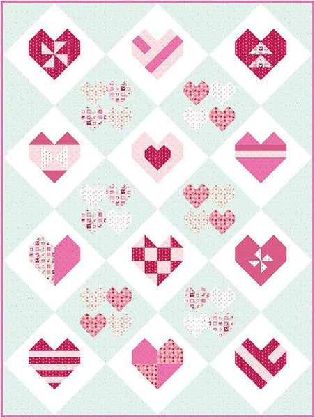 SALE All the Hearts Quilt PATTERN P115 by Melissa Mortenson - Riley Blake Designs - INSTRUCTIONS Only - Valentine's Pieced Hearts on Point