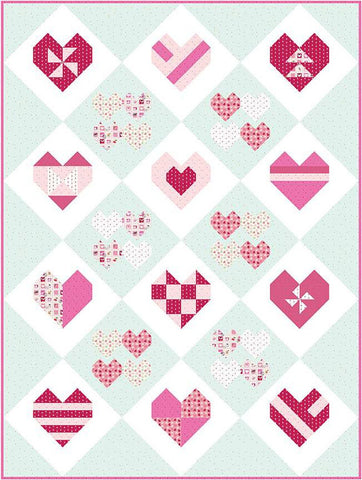 SALE All the Hearts Quilt PATTERN P115 by Melissa Mortenson - Riley Blake Designs - INSTRUCTIONS Only - Valentine's Pieced Hearts on Point