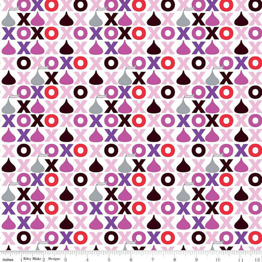 DEAL Celebrate with Hershey Valentine's Day Hugs & Kisses SC12802 White SPARKLE - Riley Blake Designs - Silver SPARKLE - Quilting Cotton