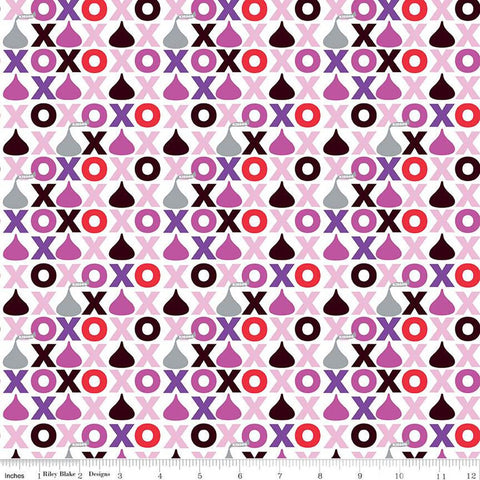 Celebrate with Hershey Valentine's Day Hugs and Kisses SC12802 White SPARKLE - Riley Blake Designs - Silver SPARKLE - Quilting Cotton