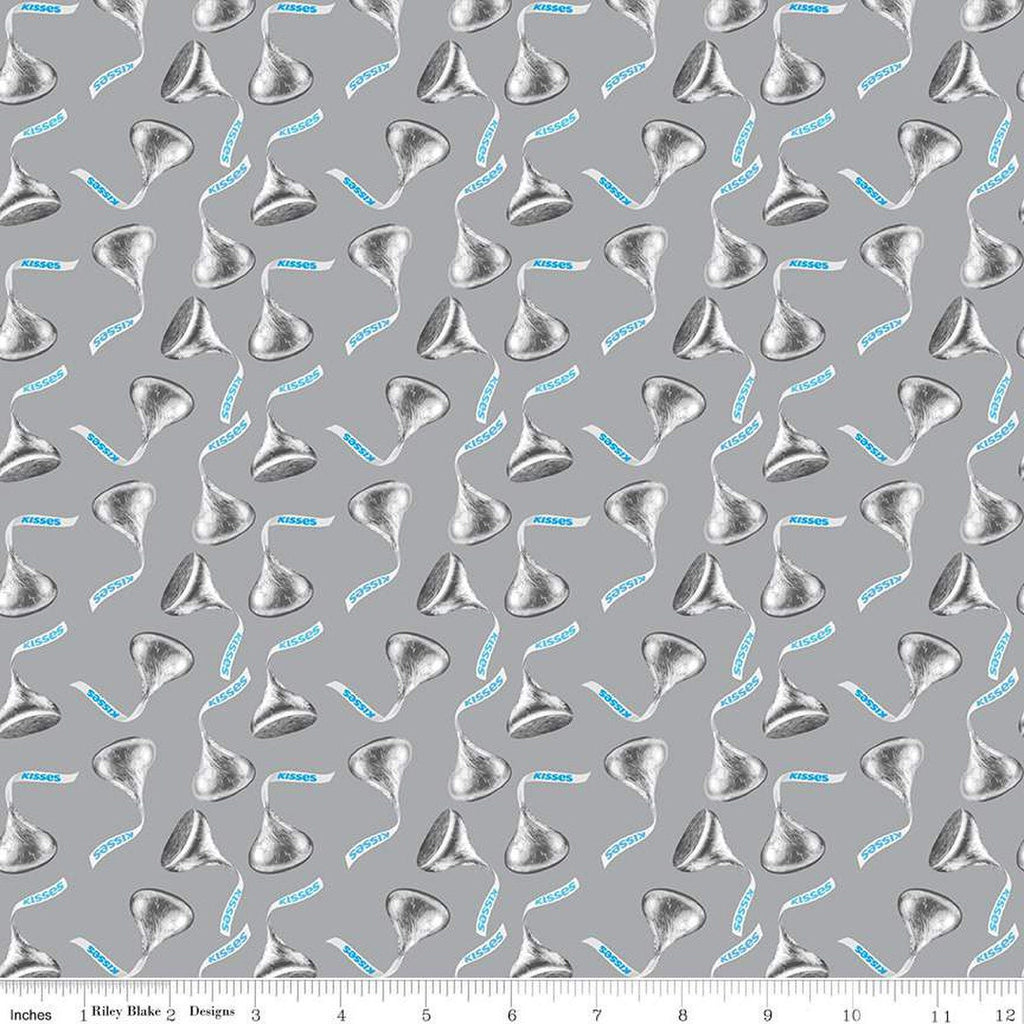 Celebrate with Hershey Valentine's Day Kisses Toss C12803 Silver - Riley Blake Designs - Hershey's Chocolate - Quilting Cotton Fabric