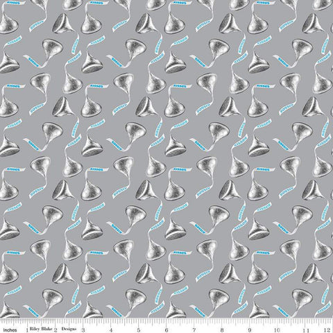 Celebrate with Hershey Valentine's Day Kisses Toss C12803 Silver - Riley Blake Designs - Hershey's Chocolate - Quilting Cotton Fabric