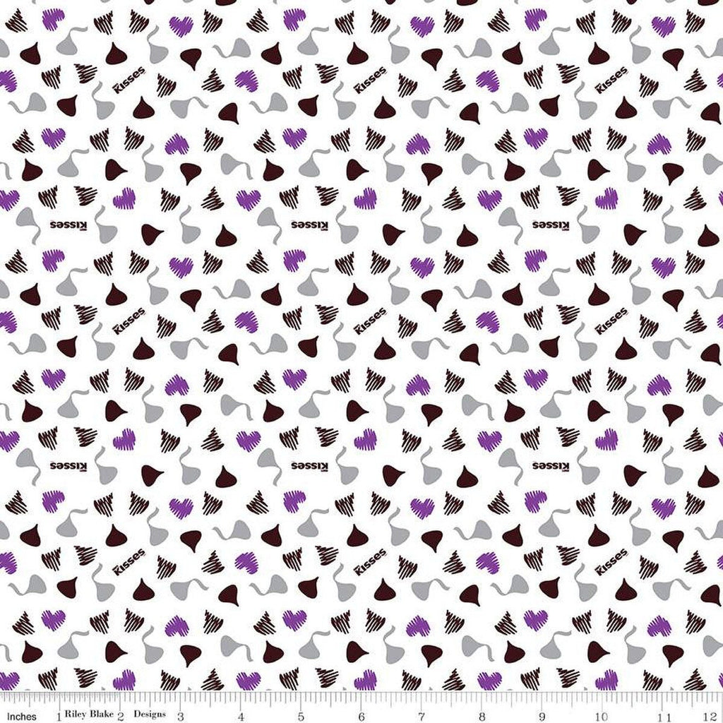 Celebrate with Hershey Valentine's Day Kisses and Hearts SC12805 White SPARKLE - Riley Blake Designs - Silver SPARKLE - Quilting Cotton
