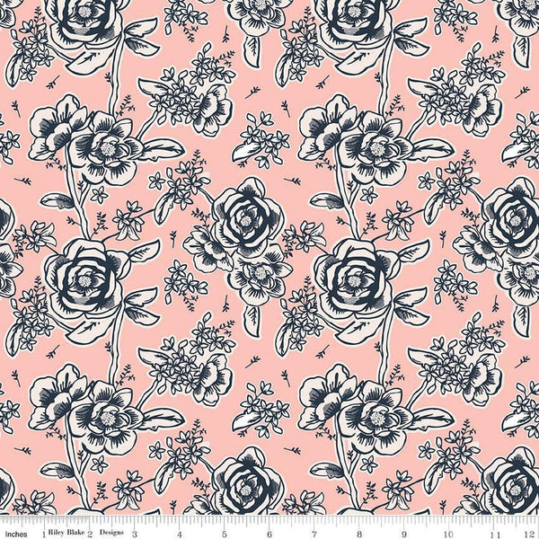 SALE Ciao Bella Floral C12771 Blush by Riley Blake Designs - Flowers - Quilting Cotton Fabric