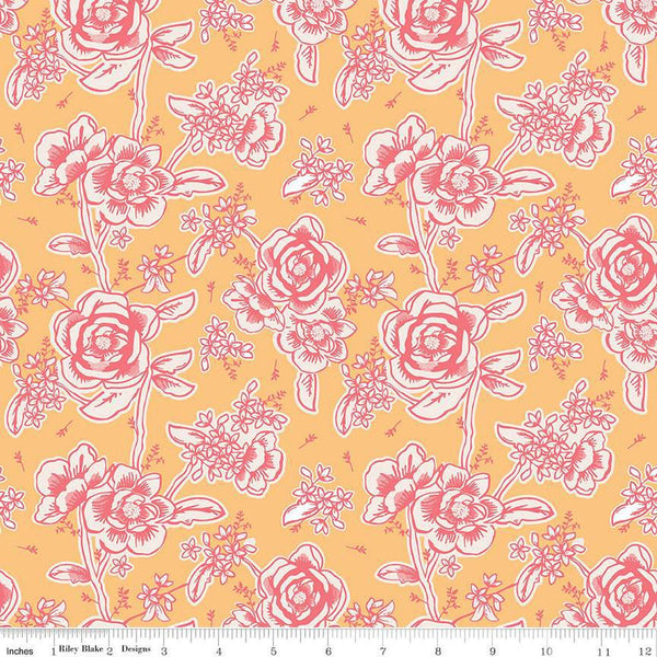 CLEARANCE Ciao Bella Floral C12771 Yellow by Riley Blake  - Flowers - Quilting Cotton