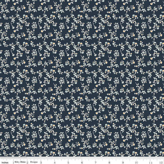 SALE Ciao Bella Vines C12773 Midnight - Riley Blake Designs - Floral Flowers Leaves - Quilting Cotton Fabric