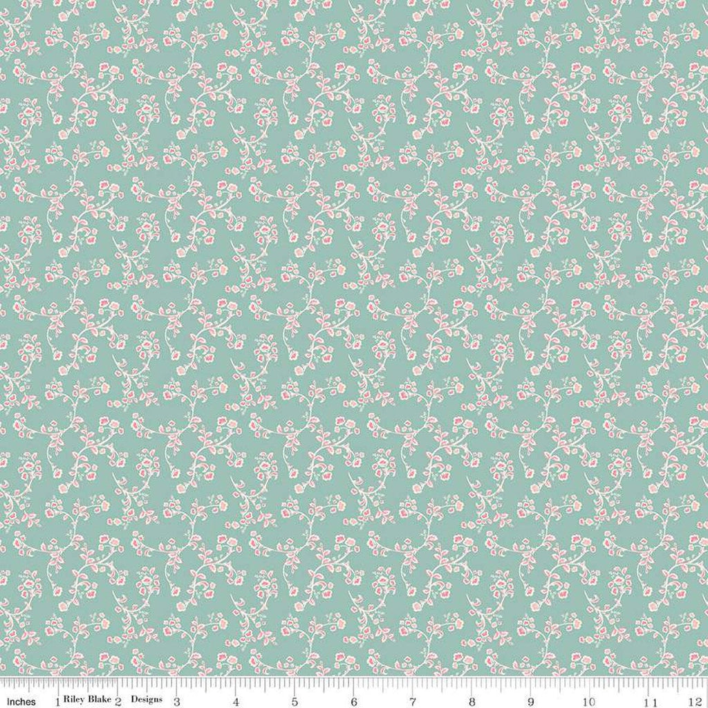 SALE Ciao Bella Vines C12773 Seafoam by Riley Blake Designs - Floral Flowers Leaves - Quilting Cotton Fabric