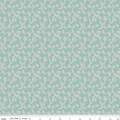 Ciao Bella Vines C12773 Seafoam by Riley Blake Designs - Floral Flowers Leaves - Quilting Cotton Fabric