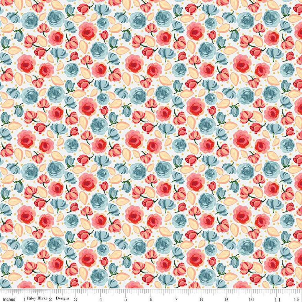 SALE Mon Cheri Roses C12653 White - Riley Blake Designs - Floral Flowers - Quilting Cotton Fabric