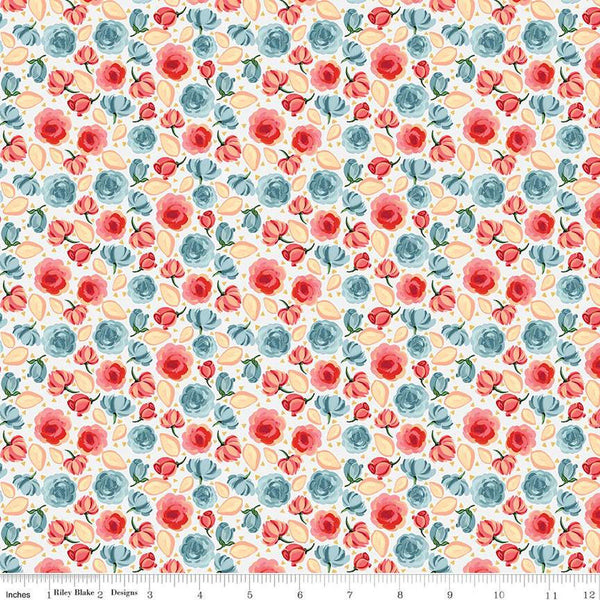 SALE Mon Cheri Roses C12653 White - Riley Blake Designs - Floral Flowers - Quilting Cotton Fabric