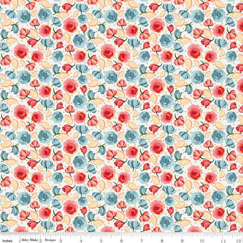 SALE Mon Cheri Roses C12653 White - Riley Blake Designs - Floral Flowers - Quilting Cotton Fabric