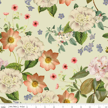 CLEARANCE Springtime Main CD12810 Fern - Riley Blake Designs - DIGITALLY PRINTED Floral Flowers Easter - Quilting Cotton