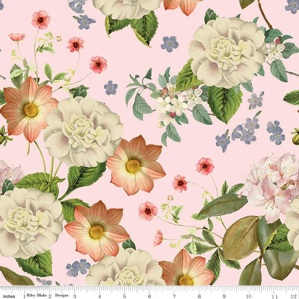 Springtime Main CD12810 Pink - Riley Blake Designs - DIGITALLY PRINTED Floral Flowers Easter - Quilting Cotton