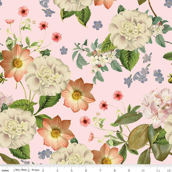 SALE Springtime Main CD12810 Pink - Riley Blake Designs - DIGITALLY PRINTED Floral Flowers Easter - Quilting Cotton