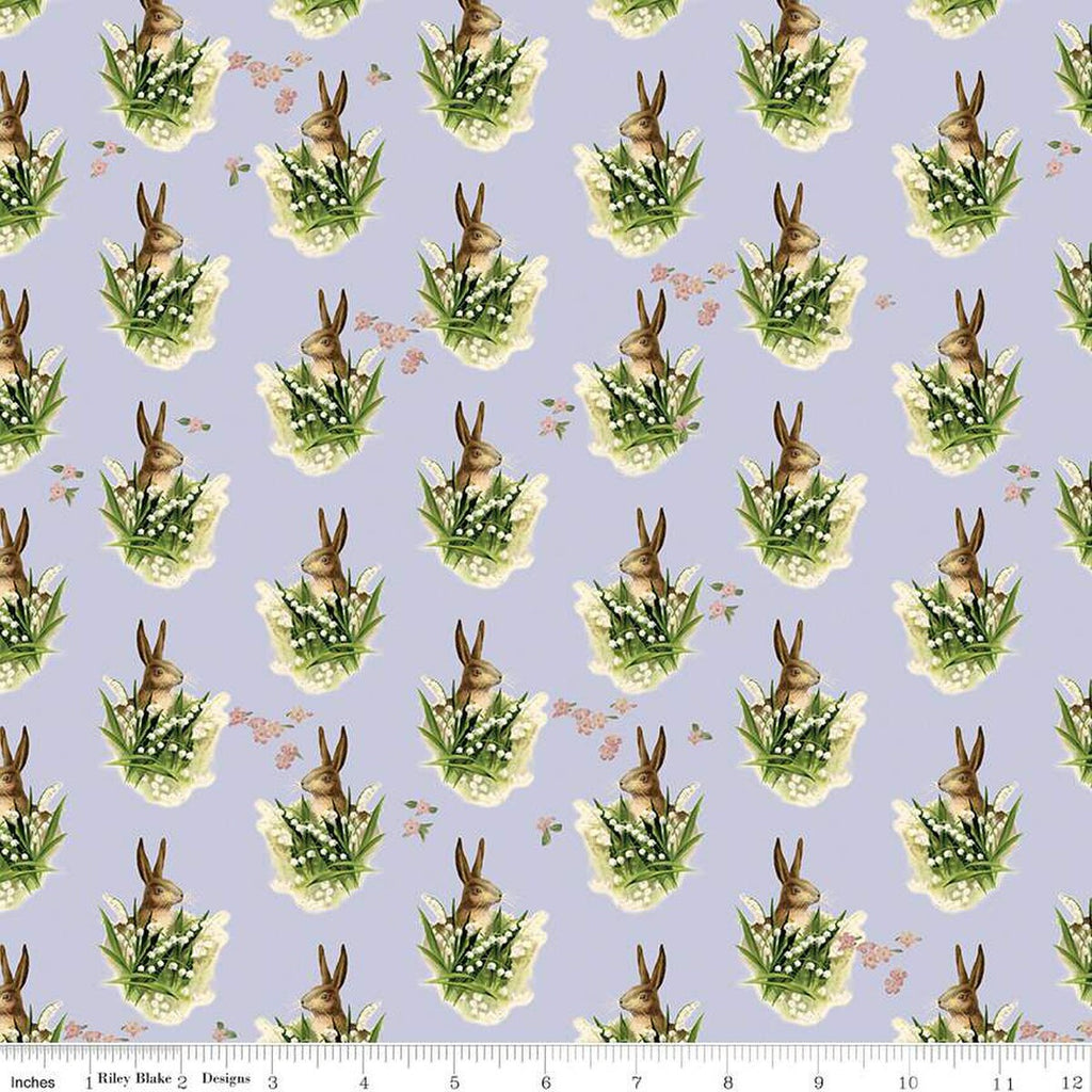SALE Springtime Bunnies CD12812 Lilac - Riley Blake Designs - DIGITALLY PRINTED Rabbits Flowers Easter - Quilting Cotton