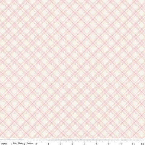 Springtime Plaid C12815 Pink by Riley Blake Designs - Diagonal Pink Cream - Quilting Cotton Fabric