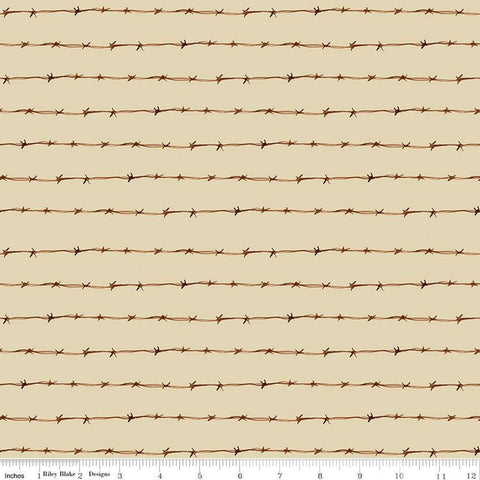 Ride the Range Fence C12743 Cream - Riley Blake Designs - Barbed Wire - Quilting Cotton Fabric