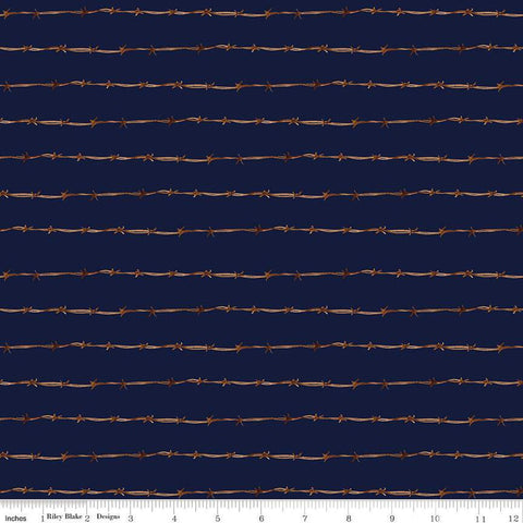 Ride the Range Fence C12743 Navy - Riley Blake Designs - Barbed Wire - Quilting Cotton Fabric