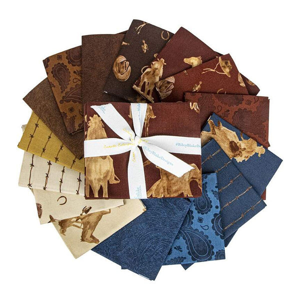 SALE Ride the Range Fat Quarter Bundle 15 pieces - Riley Blake Designs - Pre cut Precut - Horses Cowboy - Quilting Cotton Fabric