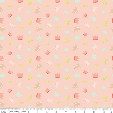 SALE It's a Girl Crowns C13322 Blush - Riley Blake Designs - Children's - Quilting Cotton Fabric