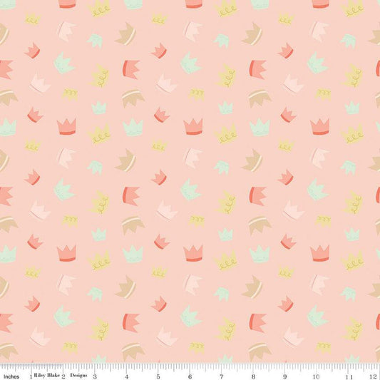 DEAL It's a Girl Crowns C13322 Blush - Riley Blake Designs - Children's - Quilting Cotton Fabric