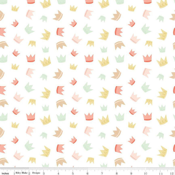 It's a Girl Crowns C13322 White - Riley Blake Designs - Children's - Quilting Cotton Fabric