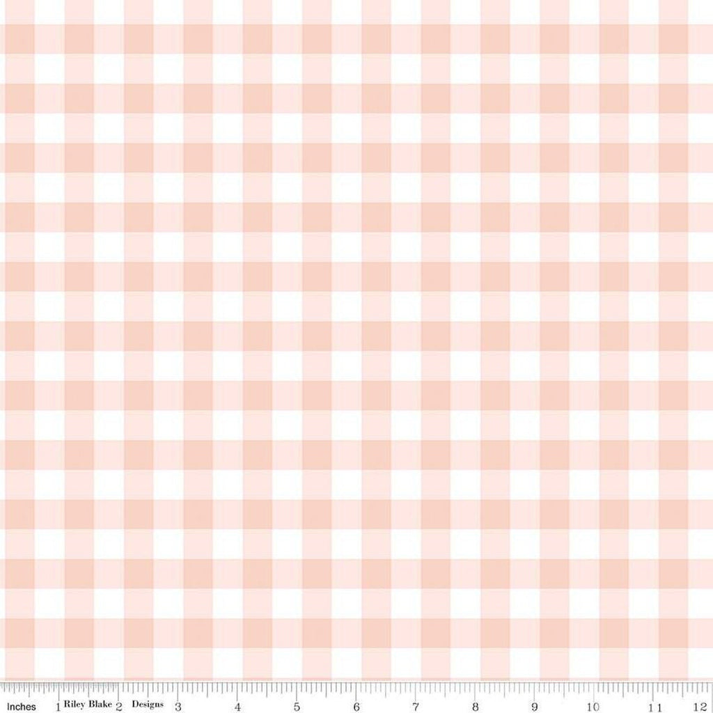 It's a Girl PRINTED Gingham C13323 Blush - Riley Blake Designs - 1/2" Check Checks Checkered with White - Quilting Cotton Fabric