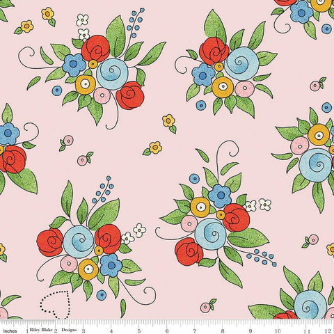 SALE Be Mine Valentine Bouquet C12781 Blush by Riley Blake Designs - Valentine's Day Floral Flowers - Quilting Cotton Fabric