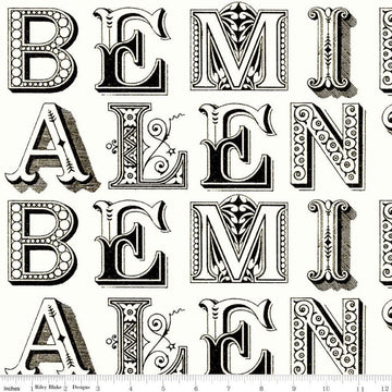 CLEARANCE Be Mine Valentine Love Letters C12785 Black - Riley Blake Designs - Valentine's Day Text on White - Quilting Cotton Fabric