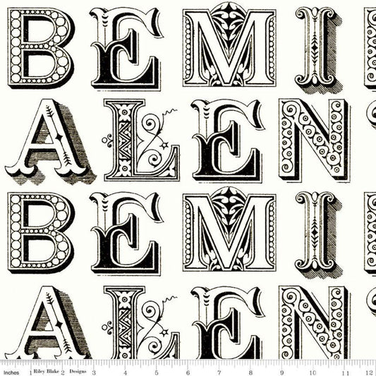 DEAL Be Mine Valentine Love Letters C12785 Black - Riley Blake Designs - Valentine's Day Valentines Text on White - Quilting Cotton Fabric