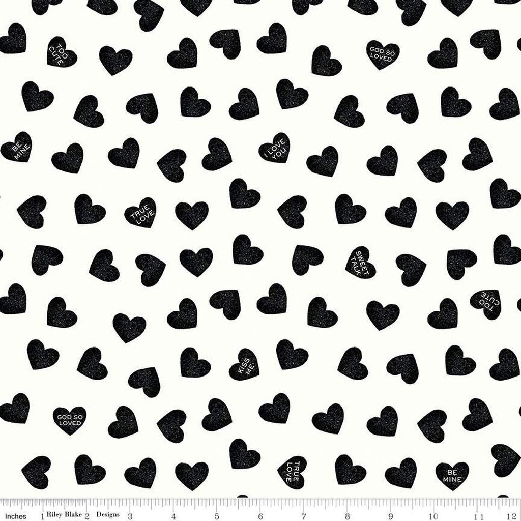 Be Mine Valentine Candy Hearts C12787 Black by Riley Blake Designs - V –  Cute Little Fabric Shop
