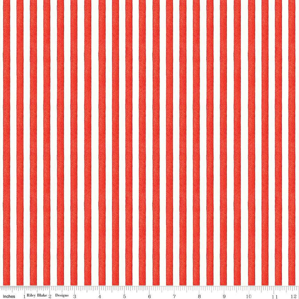 Be Mine Valentine Candy Stripe C12789 Red by Riley Blake Designs - Valentine's Day Textured Stripes White - Quilting Cotton Fabric