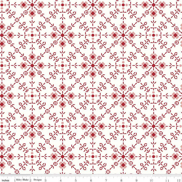 3 yard Cut - Bee Plaids Homemade WIDE BACK WB12040 Red - Riley Blake Designs - 107/108" Wide Floral Flowers - Quilting Cotton Fabric