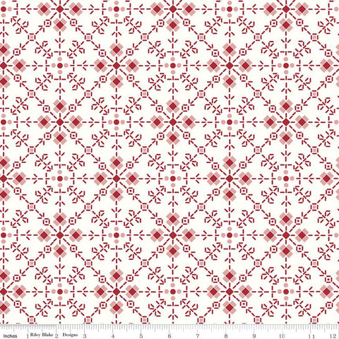 3 yard Cut - Bee Plaids Homemade WIDE BACK WB12040 Red - Riley Blake Designs - 107/108" Wide Floral Flowers - Quilting Cotton Fabric