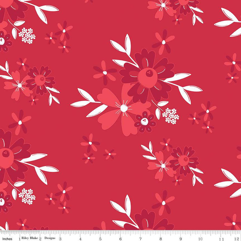 Cheerfully Red Main C13310 Red - Riley Blake Designs - Floral Flowers -  Quilting Cotton Fabric