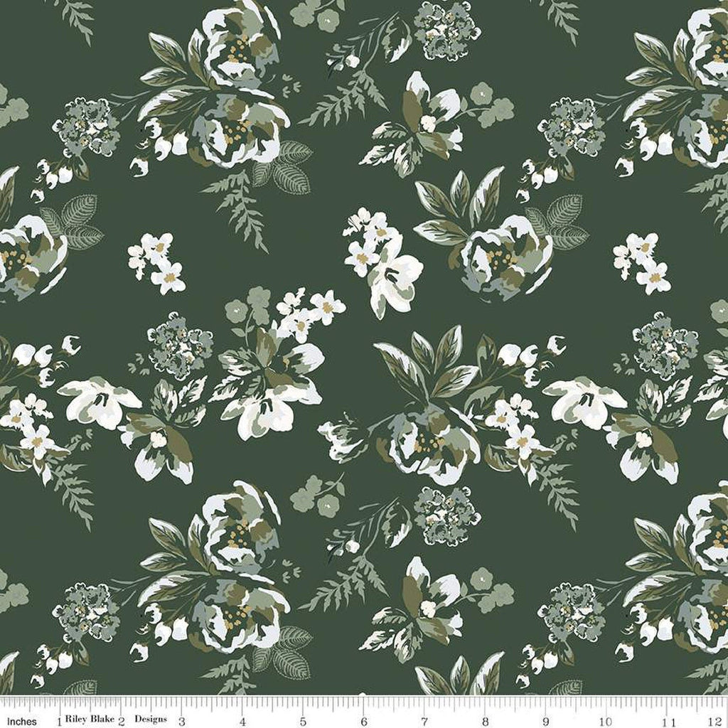 15" End of Bolt Piece - Gingham Fields Main C13350 Forest - Riley Blake Designs - Floral Flowers - Quilting Cotton Fabric