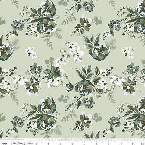 Gingham Fields Main C13350 Pistachio - Riley Blake Designs - Floral Flowers - Quilting Cotton Fabric