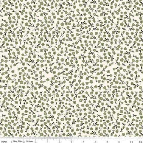 23" End of Bolt Piece - Gingham Fields Floral C13352 Cream - Riley Blake Designs - Flower Flowers - Quilting Cotton Fabric