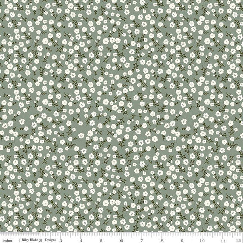 Gingham Fields Floral C13352 Lodge Pole - Riley Blake Designs - Cream Flower Flowers - Quilting Cotton Fabric