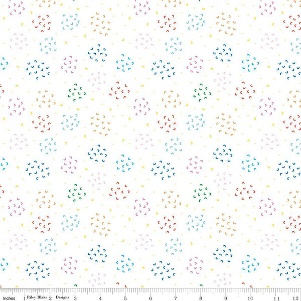 SALE Our Little Band Geo Cluster C13063 White - Riley Blake Designs - Crayola Crayons C Shapes - Quilting Cotton Fabric - Licensed Product