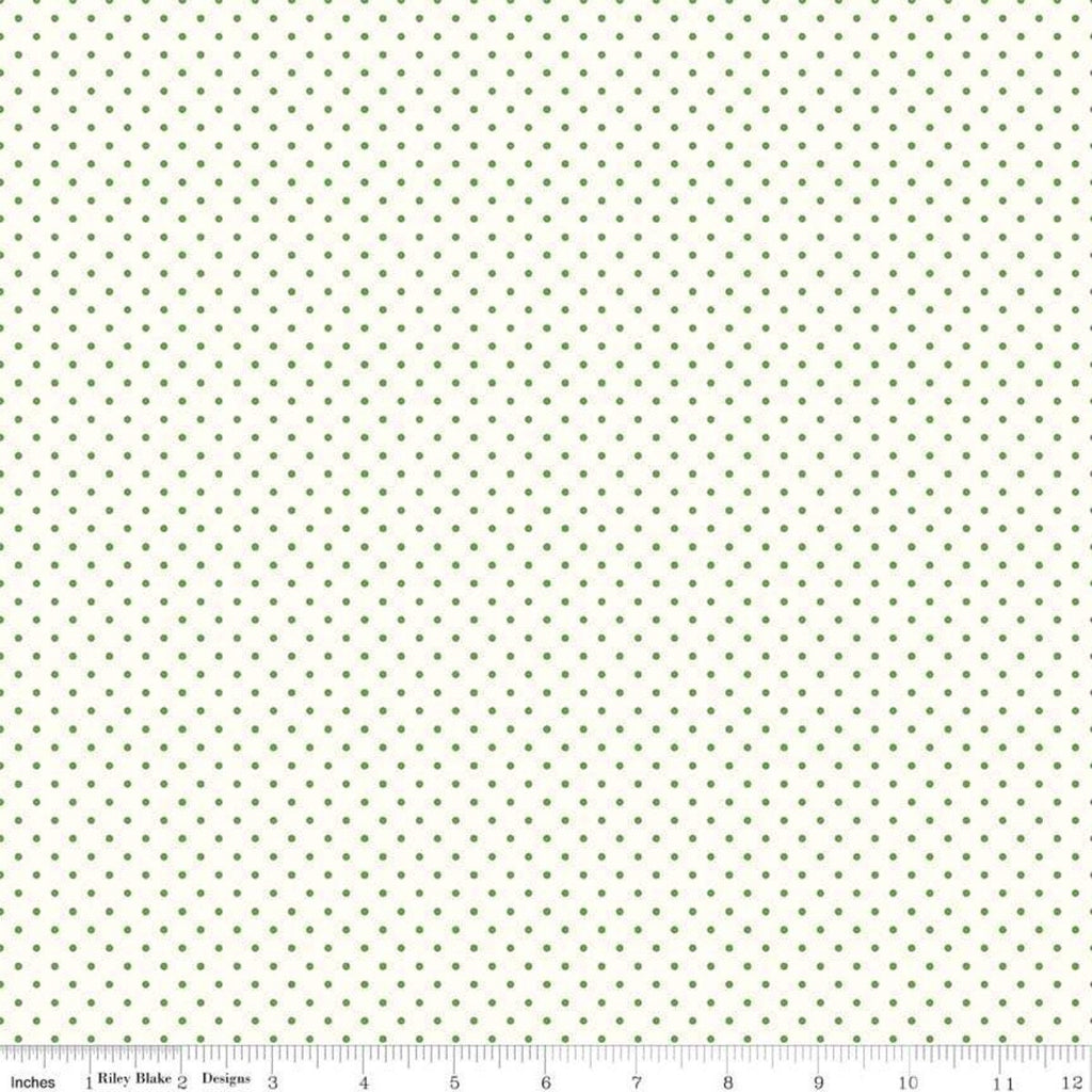 SALE Clover Flat Swiss Dots on Cream Le Creme - Polka Dot - Riley Blake Designs - Green on Cream - Quilting Cotton Fabric