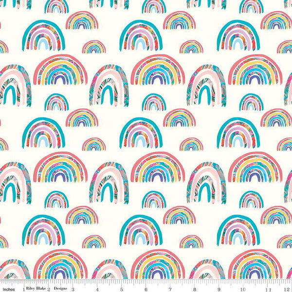 SALE Kindness, Always Rainbows CD13022 Cloud - Riley Blake Designs - DIGITALLY PRINTED Rainbow - Quilting Cotton