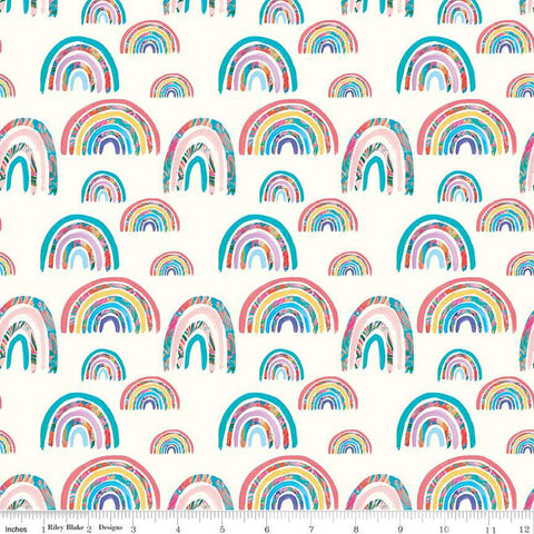 SALE Kindness, Always Rainbows CD13022 Cloud - Riley Blake Designs - DIGITALLY PRINTED Rainbow - Quilting Cotton