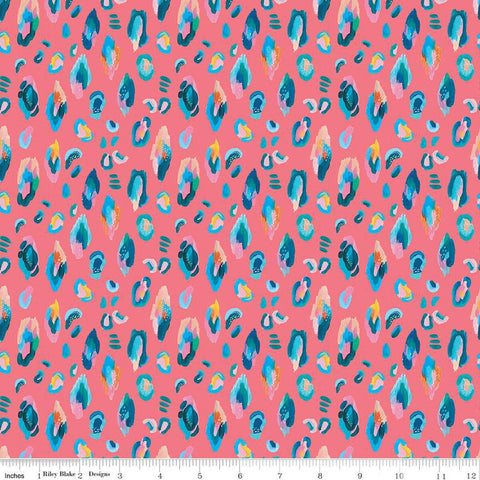 Kindness, Always Leopard CD13023 Coral - Riley Blake Designs - DIGITALLY PRINTED Leopard Spots - Quilting Cotton