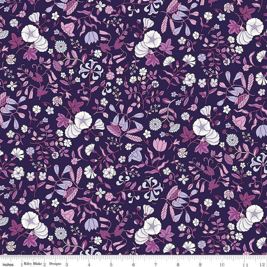 Fat Quarter End of Bolt - Flower Show Botanical Jewel Wildflower Field A 01666828A - Riley Blake - Liberty Fabrics - Quilting Cotton Fabric