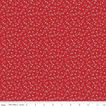 DEAL Calico Chicks C12846 Schoolhouse Red - Riley Blake Designs - Lori Holt - Floral Flowers Birds - Quilting Cotton Fabric