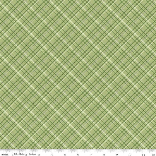 DEAL Calico Plaid C12847 Lettuce - Riley Blake Designs - Lori Holt - Diagonal - Quilting Cotton Fabric