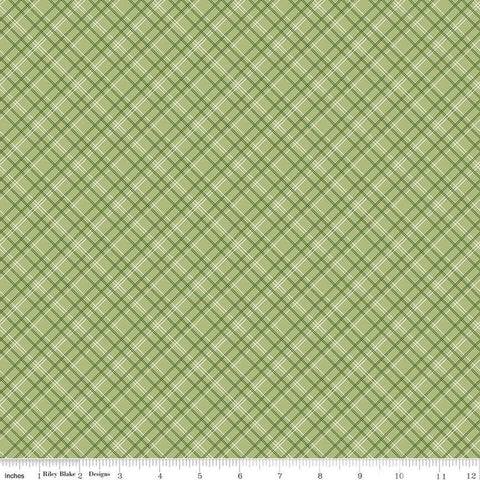 Calico Plaid C12847 Lettuce - Riley Blake Designs - Lori Holt - Diagonal - Quilting Cotton Fabric