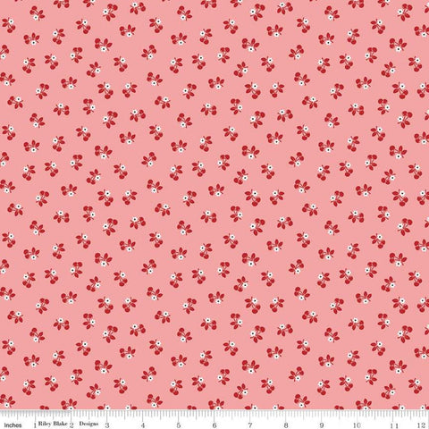 SALE Calico Cherries C12848 Heirloom Coral - Riley Blake Designs - Lori Holt - Cherry Stems - Quilting Cotton Fabric